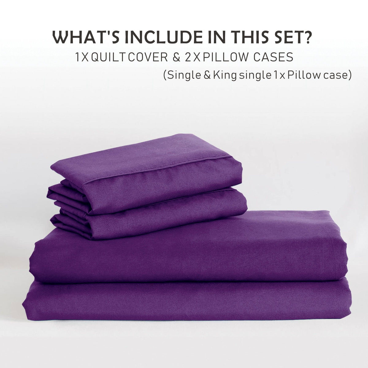3 Piece Hotel Soft Microfiber Quilt Cover Set-2000TC Duvet/Donna Cover Set & Pillowcases -1 Quilt Cover Zipper Closure & 1 x Pillowcases-Breathable Bedding - Wrinkle, Fade, Stain Resistant(Purple,King)