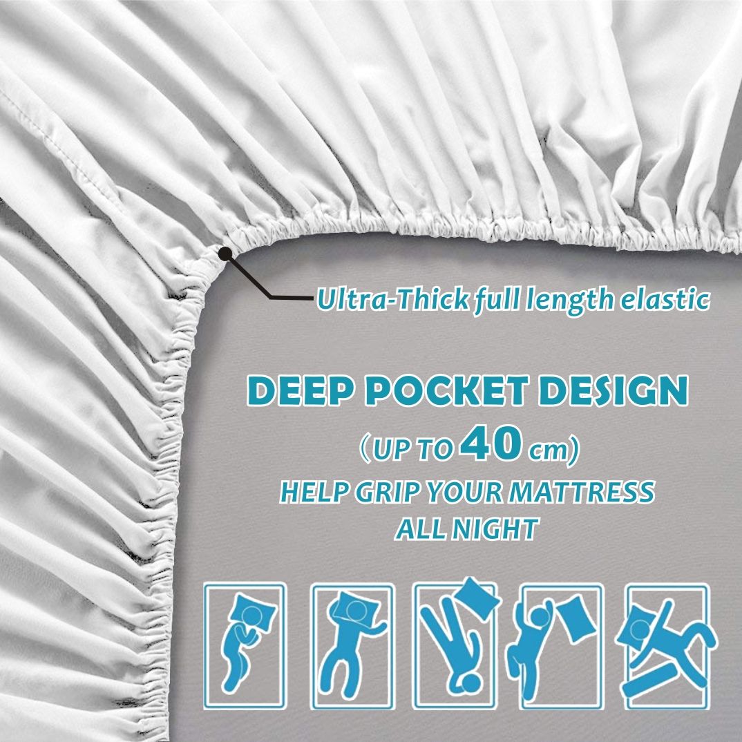 4 Piece Bed Sheet Set- Bedding Sheets & Pillowcases -Breathable Bedding - Wrinkle, Fade, Stain Resistant-Deep Pocket Flat Fitted Bed Sheet Set(White,King)