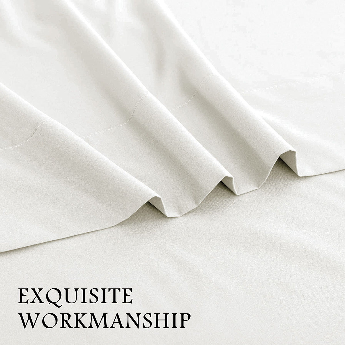 4 Piece Bed Sheet Set- Bedding Sheets & Pillowcases -Breathable Bedding - Wrinkle, Fade, Stain Resistant-Deep Pocket Flat Fitted Bed Sheet Set(Raw white,King)