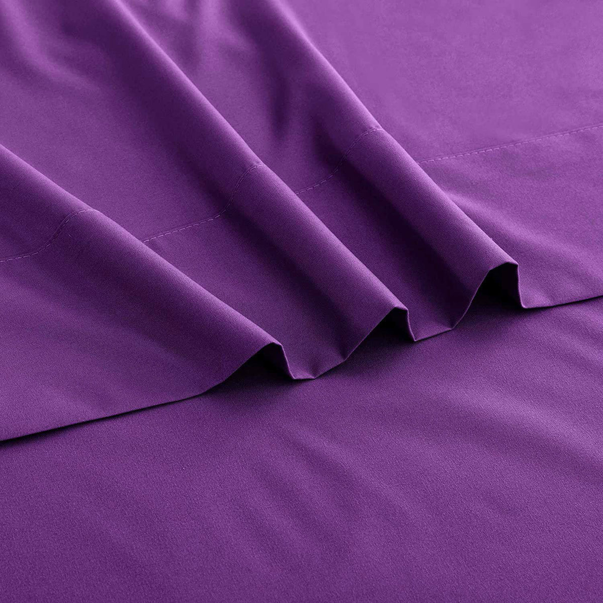 4 Piece Bed Sheet Set- Bedding Sheets & Pillowcases -Breathable Bedding - Wrinkle, Fade, Stain Resistant-Deep Pocket Flat Fitted Bed Sheet Set(Purple,King)