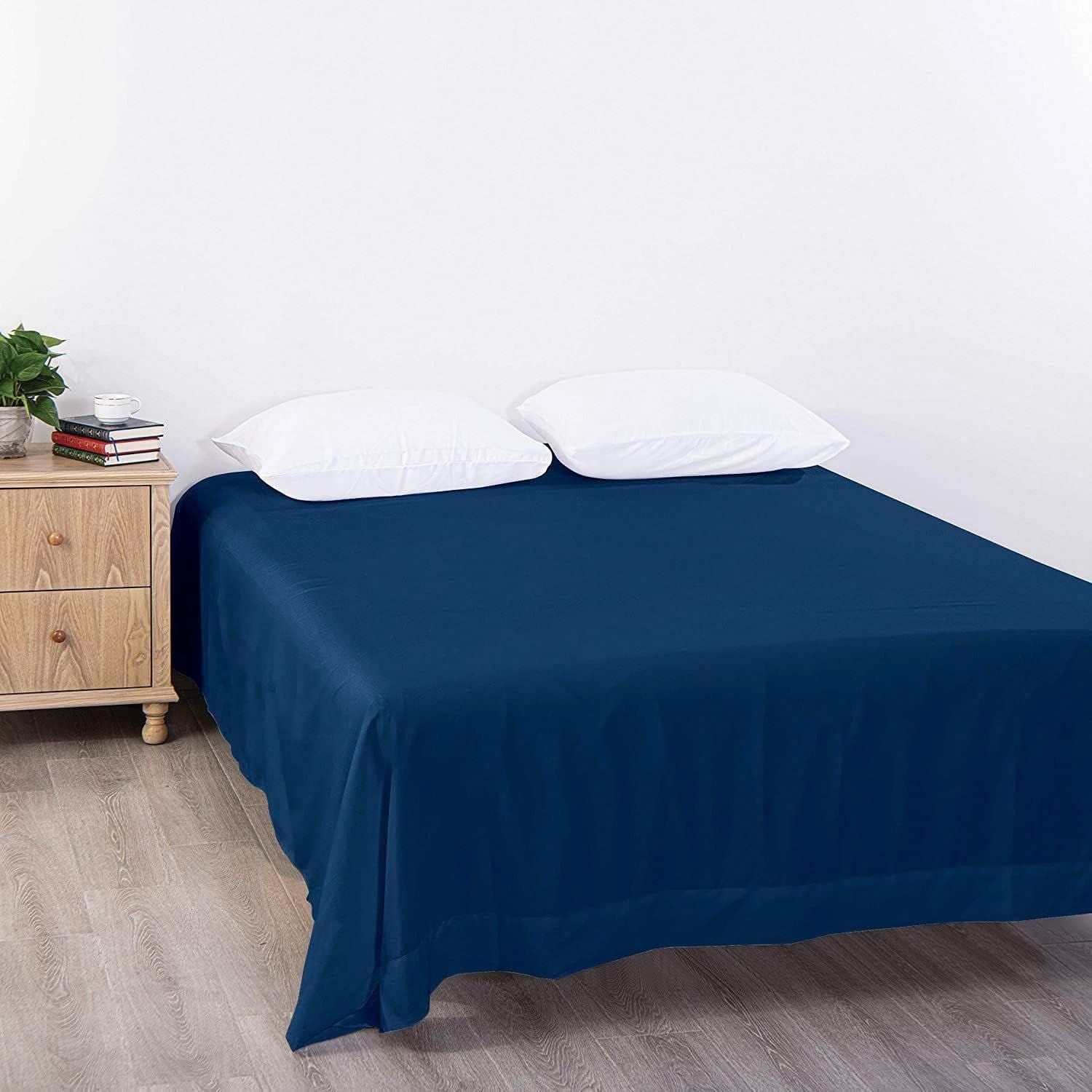 Elegant Comfort Premium Hotel Quality 1-Piece King Flat Sheet, Luxury and Softest 2000 Thread Count Bedding Flat Sheet(King,Navy)