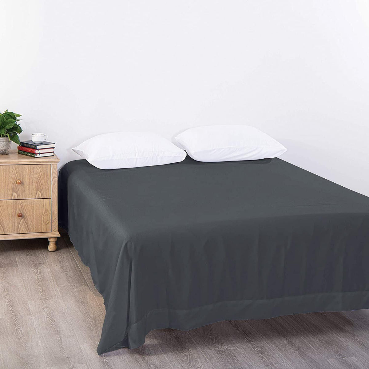 Elegant Comfort Premium Hotel Quality 1-Piece King Flat Sheet, Luxury and Softest 2000 Thread Count Bedding Flat Sheet(King,Dark gray)