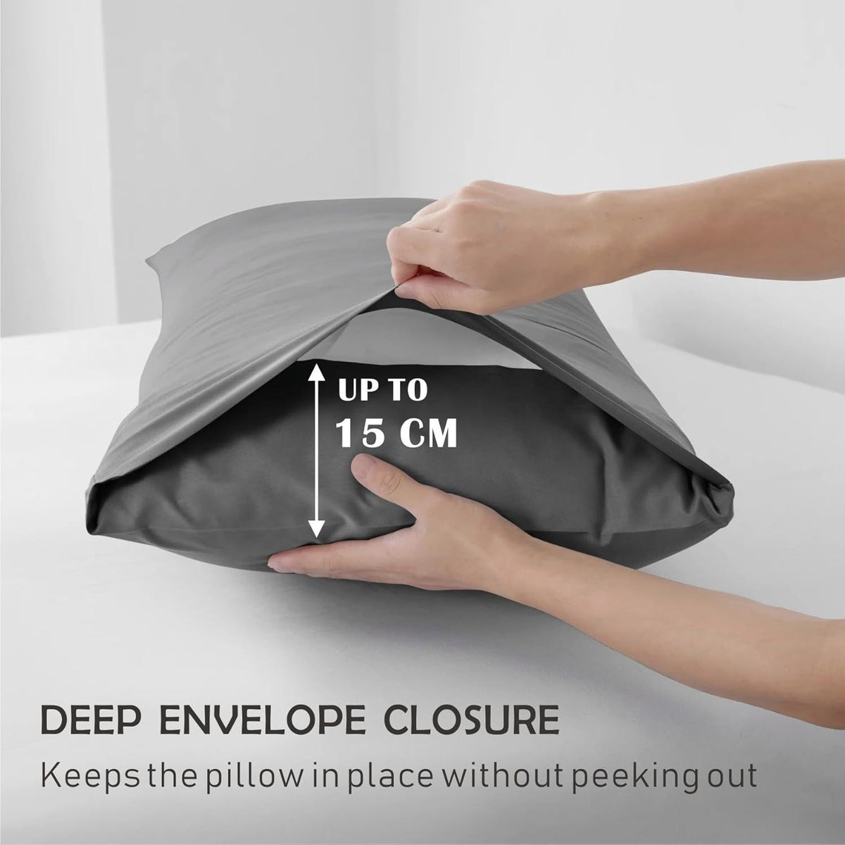 2 Piece Fitted Sheet Set- Fitted Sheet & Pillowcases -Breathable Bedding - Wrinkle, Fade, Stain Resistant- 40cm Deep Pocket Fitted Bed Sheet Set(Grey,King Single)