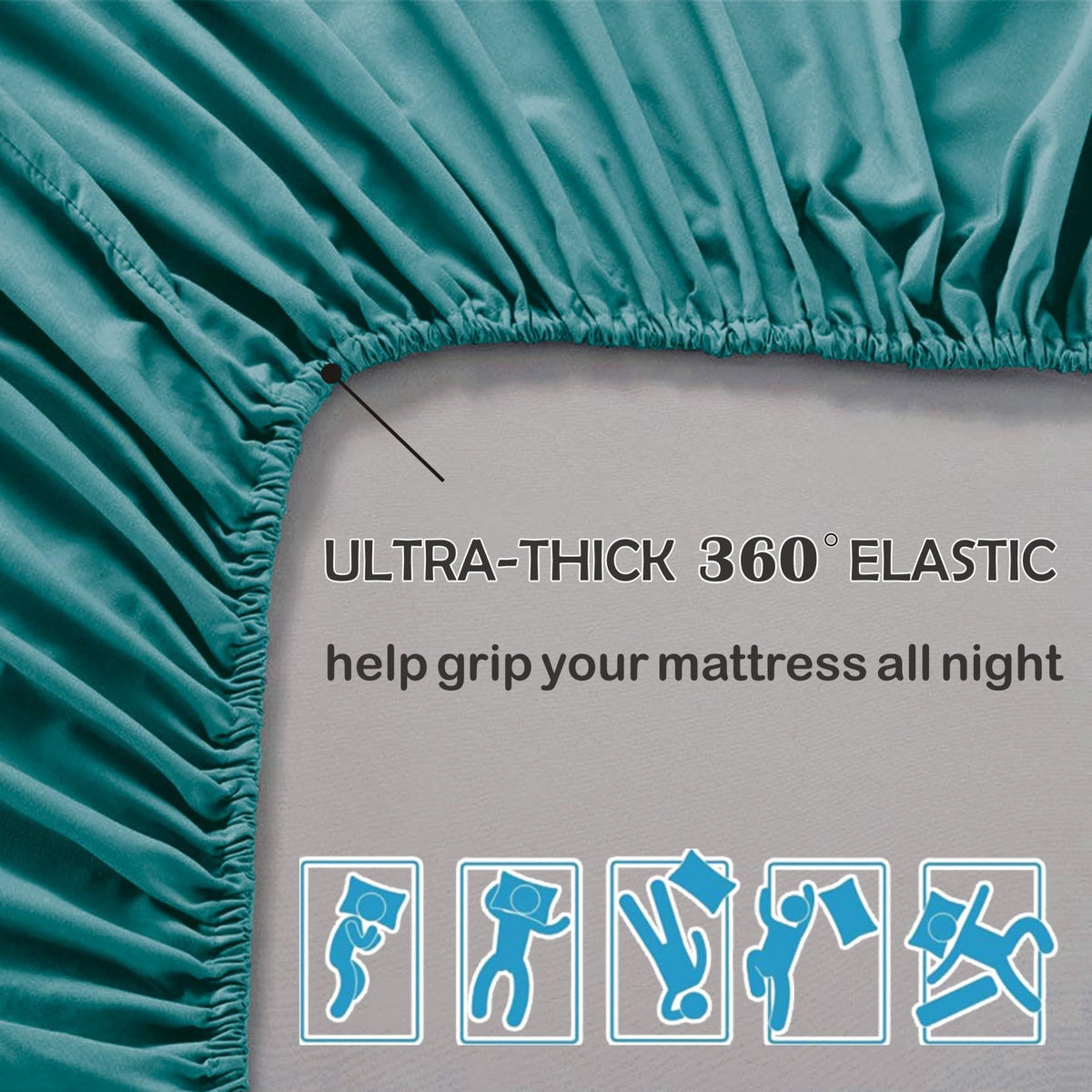 2 Piece Fitted Sheet Set- Fitted Sheet & Pillowcases -Breathable Bedding - Wrinkle, Fade, Stain Resistant- 40cm Deep Pocket Fitted Bed Sheet Set(Biscay blue,King Single)