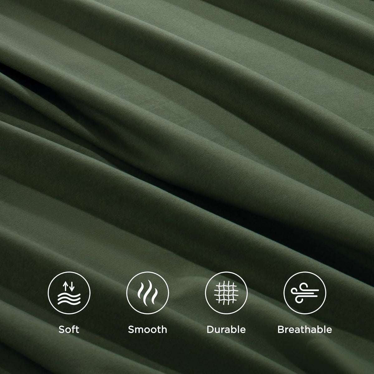 3 Piece Bed Sheet Set- Bedding Sheets & Pillowcases -Breathable Bedding - Wrinkle, Fade, Stain Resistant-Deep Pocket Flat Fitted Bed Sheet Set(Olive green,King Single)