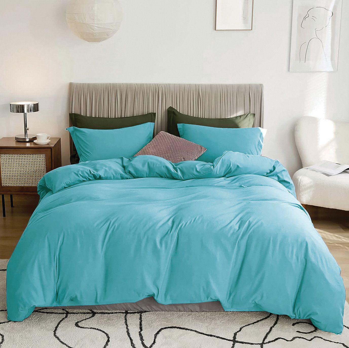 3 Piece Hotel Soft Microfiber Quilt Cover Set-2000TC Duvet/Donna Cover Set & Pillowcases -1 Quilt Cover Zipper Closure & 1 x Pillowcases-Breathable Bedding - Wrinkle, Fade, Stain Resistant(Ice Blue,Queen)