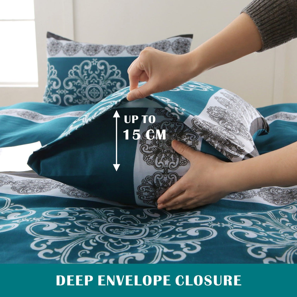 3 Piece Hotel Soft Microfiber Quilt Cover Set-2000TC Duvet/Donna Cover Set & Pillowcases -1 Quilt Cover Zipper Closure & 1 x Pillowcases-Breathable Bedding - Wrinkle, Fade, Stain Resistant(Bohemian,Queen)