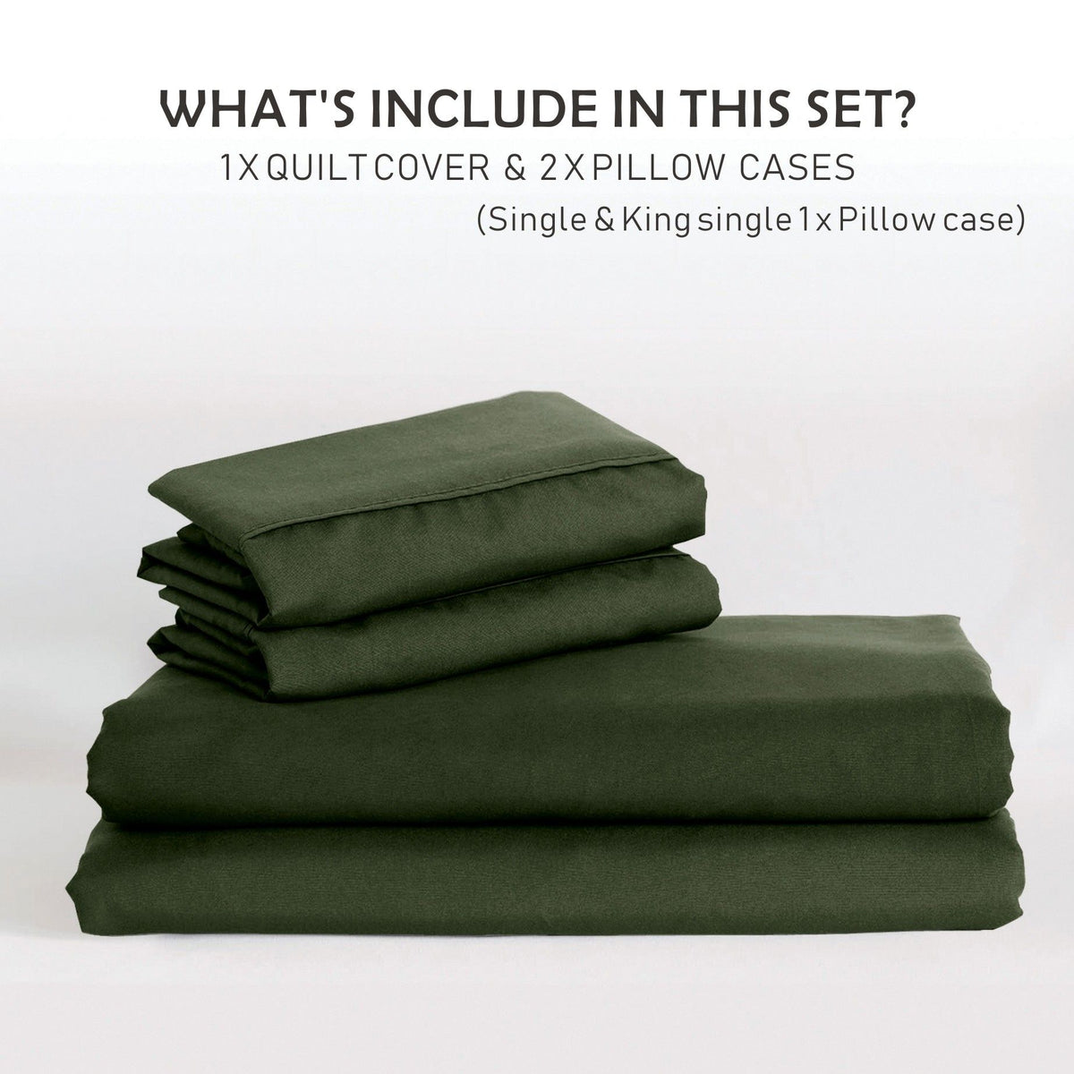 3 Piece Hotel Soft Microfiber Quilt Cover Set-2000TC Duvet/Donna Cover Set & Pillowcases -1 Quilt Cover Zipper Closure & 1 x Pillowcases-Breathable Bedding - Wrinkle, Fade, Stain Resistant(Olive green,Queen)