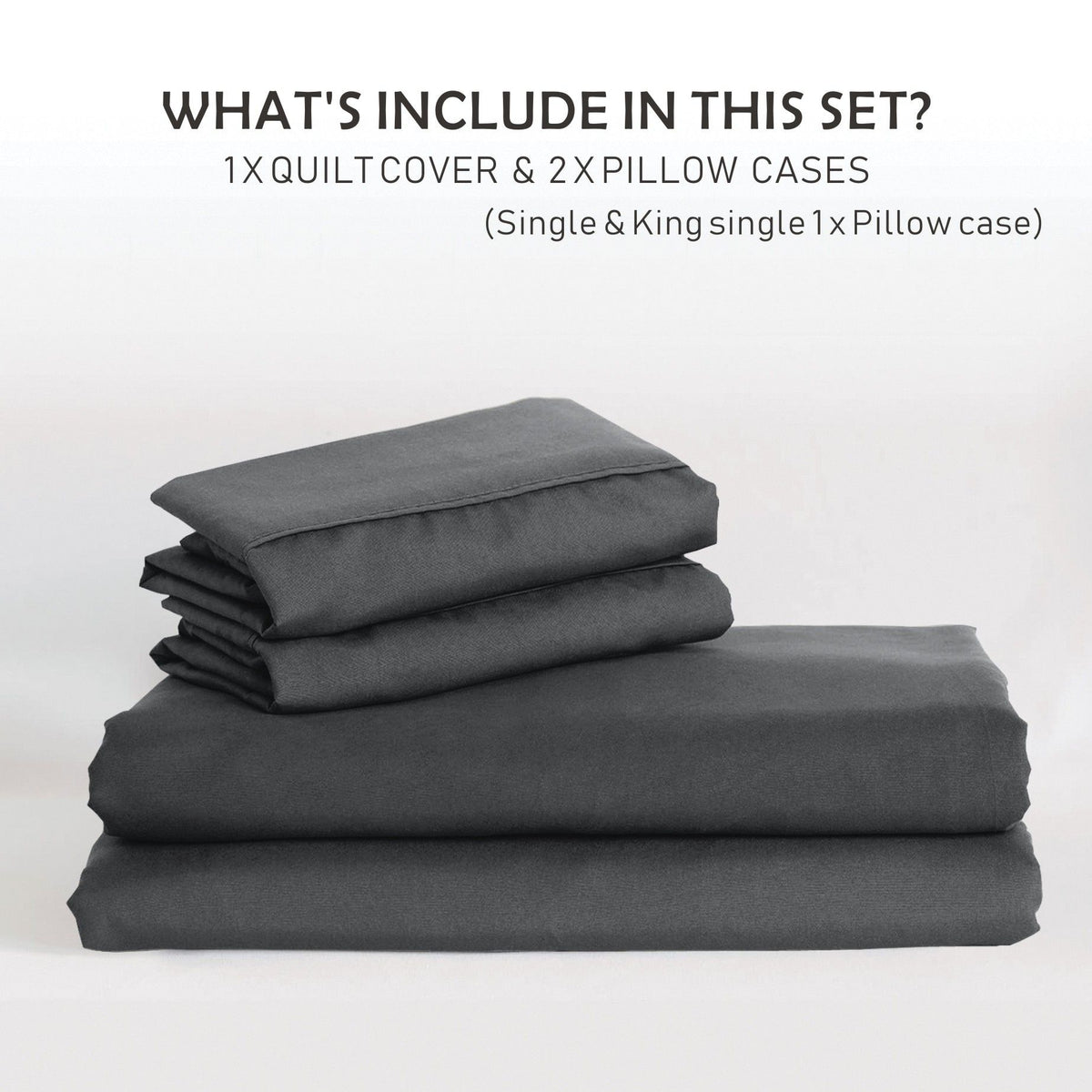 3 Piece Hotel Soft Microfiber Quilt Cover Set-2000TC Duvet/Donna Cover Set & Pillowcases -1 Quilt Cover Zipper Closure & 1 x Pillowcases-Breathable Bedding - Wrinkle, Fade, Stain Resistant(Dark gray,Queen)