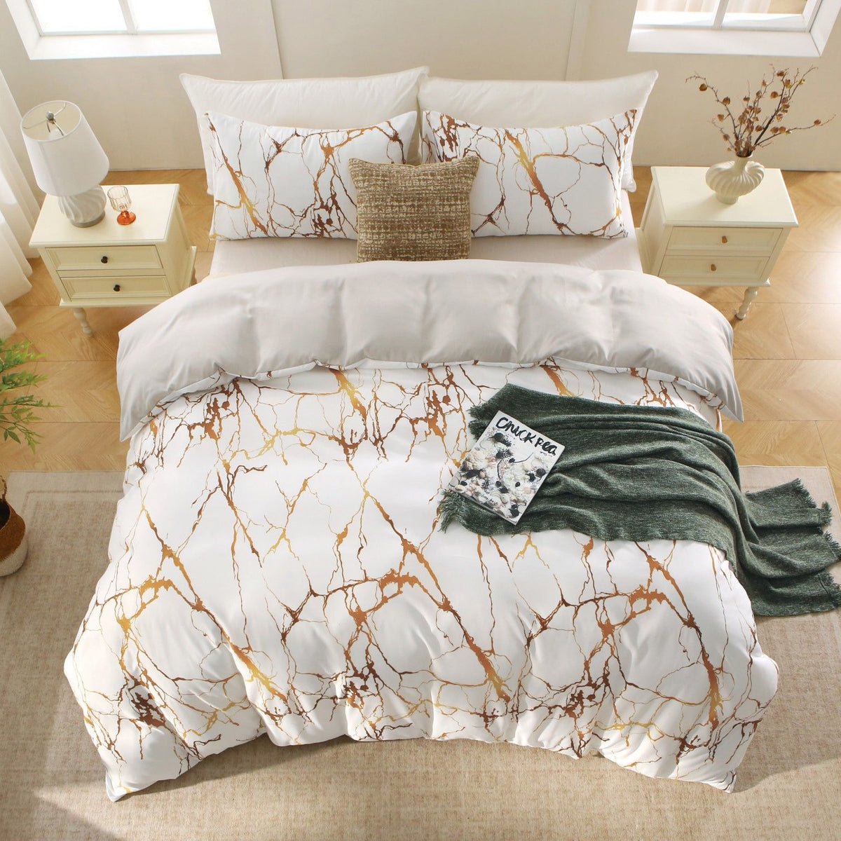 3 Piece Hotel Soft Microfiber Quilt Cover Set-2000TC Duvet/Donna Cover Set & Pillowcases -1 Quilt Cover Zipper Closure & 1 x Pillowcases-Breathable Bedding - Wrinkle, Fade, Stain Resistant(Modern Geometric,Queen)