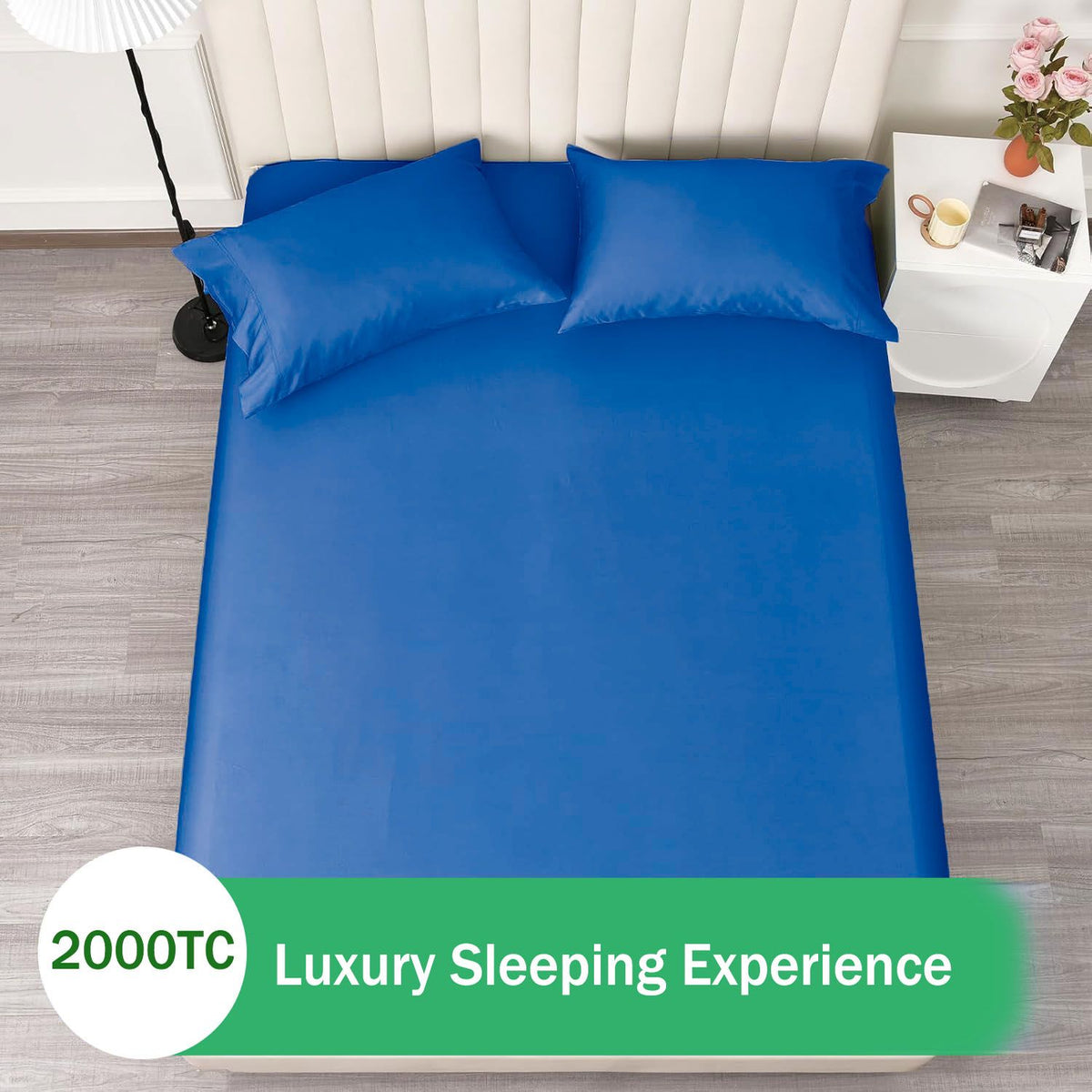 3 Piece Fitted Sheet Set- Fitted Sheet & Pillowcases -Breathable Bedding - Wrinkle, Fade, Stain Resistant- 40cm Deep Pocket Fitted Bed Sheet Set(Royal blue,Queen)