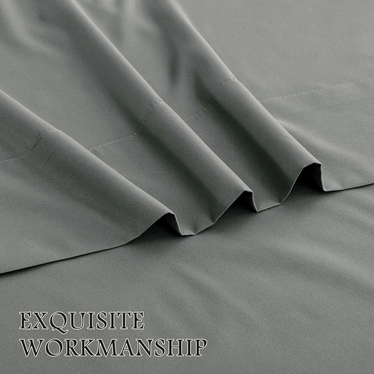 4 Piece Bed Sheet Set- Bedding Sheets & Pillowcases -Breathable Bedding - Wrinkle, Fade, Stain Resistant-Deep Pocket Flat Fitted Bed Sheet Set(Grey,Queen)