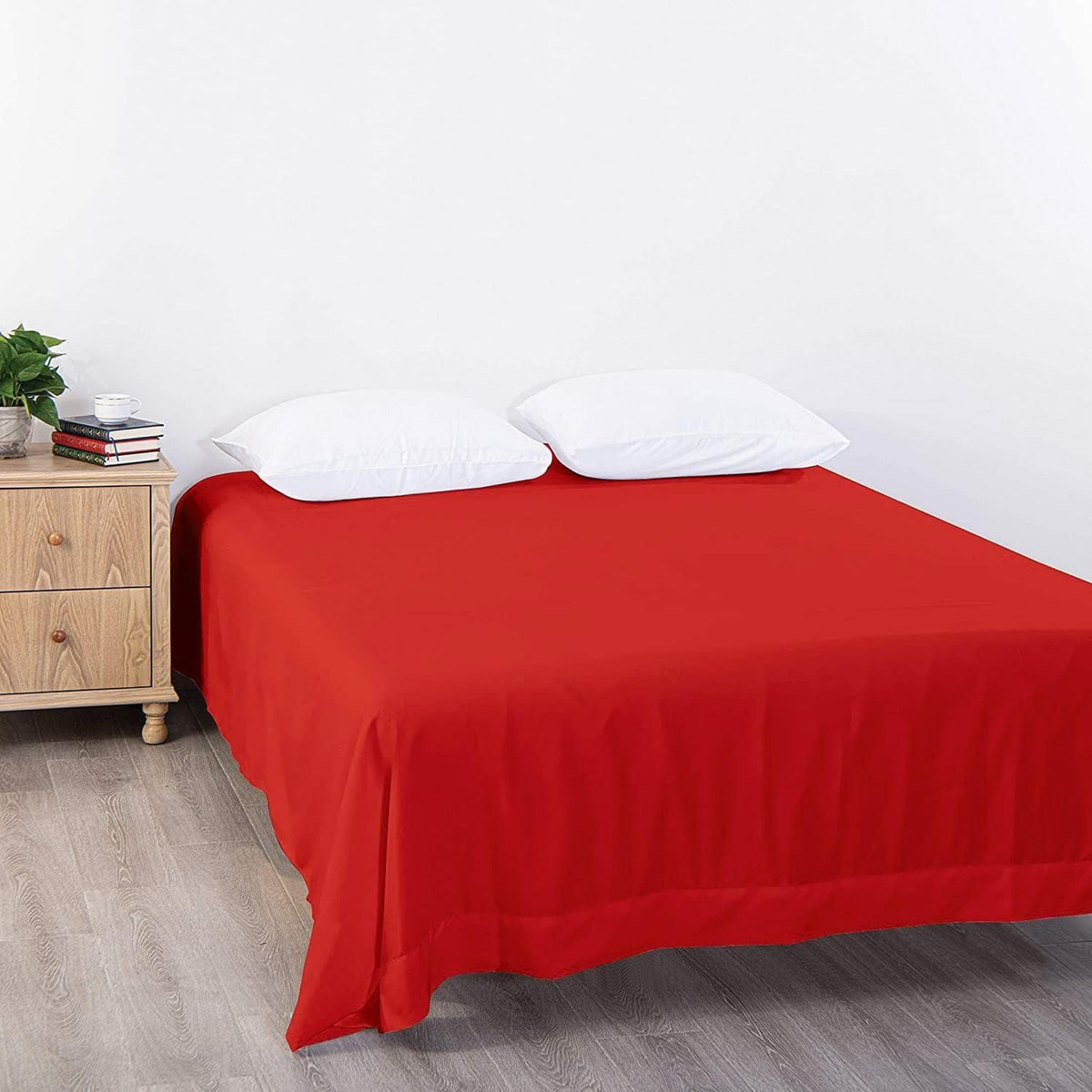 Elegant Comfort Premium Hotel Quality 1-Piece Queen Flat Sheet, Luxury and Softest 2000 Thread Count Bedding Flat Sheet(Queen,Red)