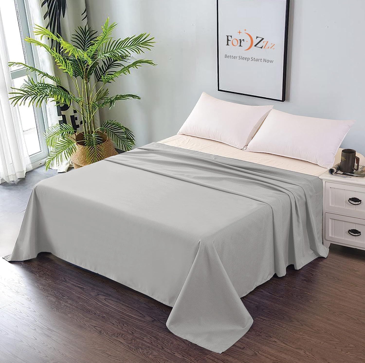 Elegant Comfort Premium Hotel Quality 1-Piece Queen Flat Sheet, Luxury and Softest 2000 Thread Count Bedding Flat Sheet(Queen,Ocean)