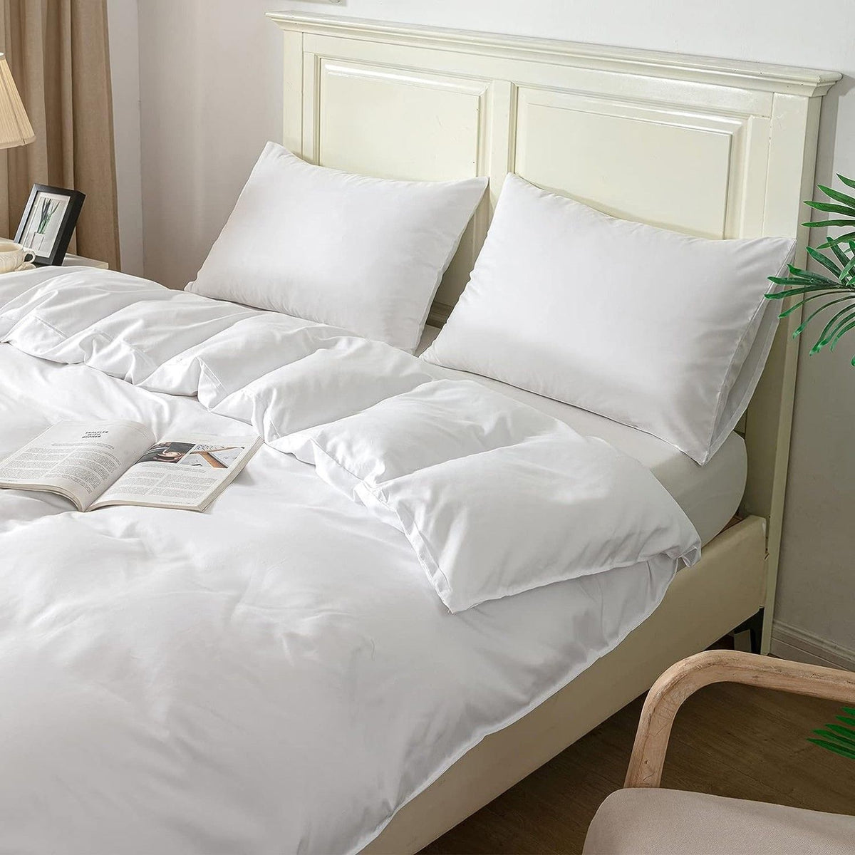 2 Piece Hotel Soft Microfiber Quilt Cover Set-2000TC Duvet/Donna Cover Set & Pillowcases -1 Quilt Cover Zipper Closure & 1 x Pillowcases-Breathable Bedding - Wrinkle, Fade, Stain Resistant(White,Single)