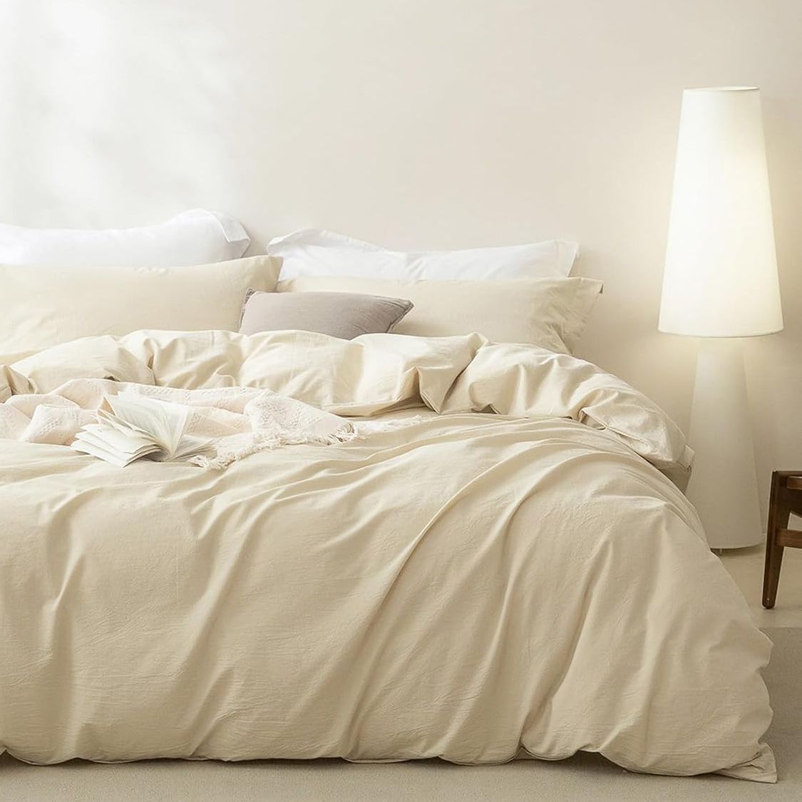 2 Piece Hotel Soft Microfiber Quilt Cover Set-2000TC Duvet/Donna Cover Set & Pillowcases -1 Quilt Cover Zipper Closure & 1 x Pillowcases-Breathable Bedding - Wrinkle, Fade, Stain Resistant(Cream White,Single)