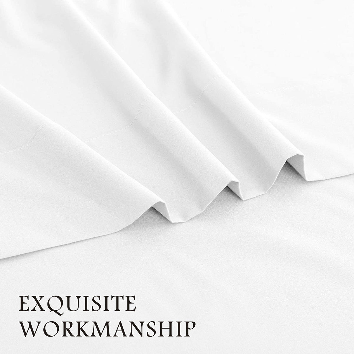3 Piece Bed Sheet Set- Bedding Sheets & Pillowcases -Breathable Bedding - Wrinkle, Fade, Stain Resistant-Deep Pocket Flat Fitted Bed Sheet Set(White,Single)