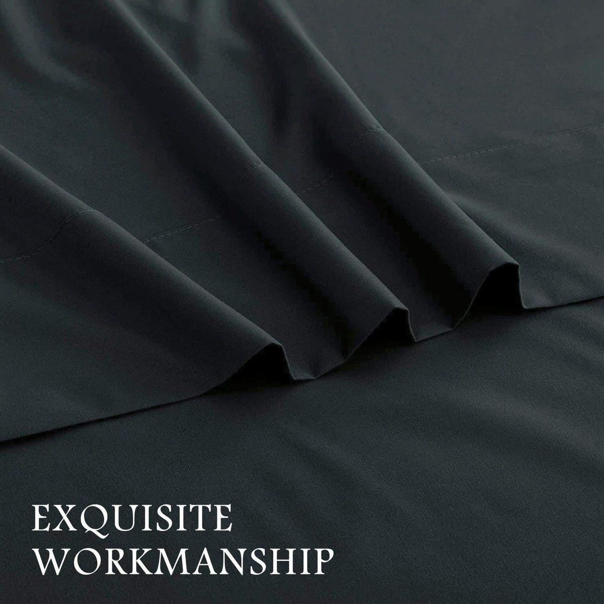 3 Piece Bed Sheet Set- Bedding Sheets & Pillowcases -Breathable Bedding - Wrinkle, Fade, Stain Resistant-Deep Pocket Flat Fitted Bed Sheet Set(Black,Single)