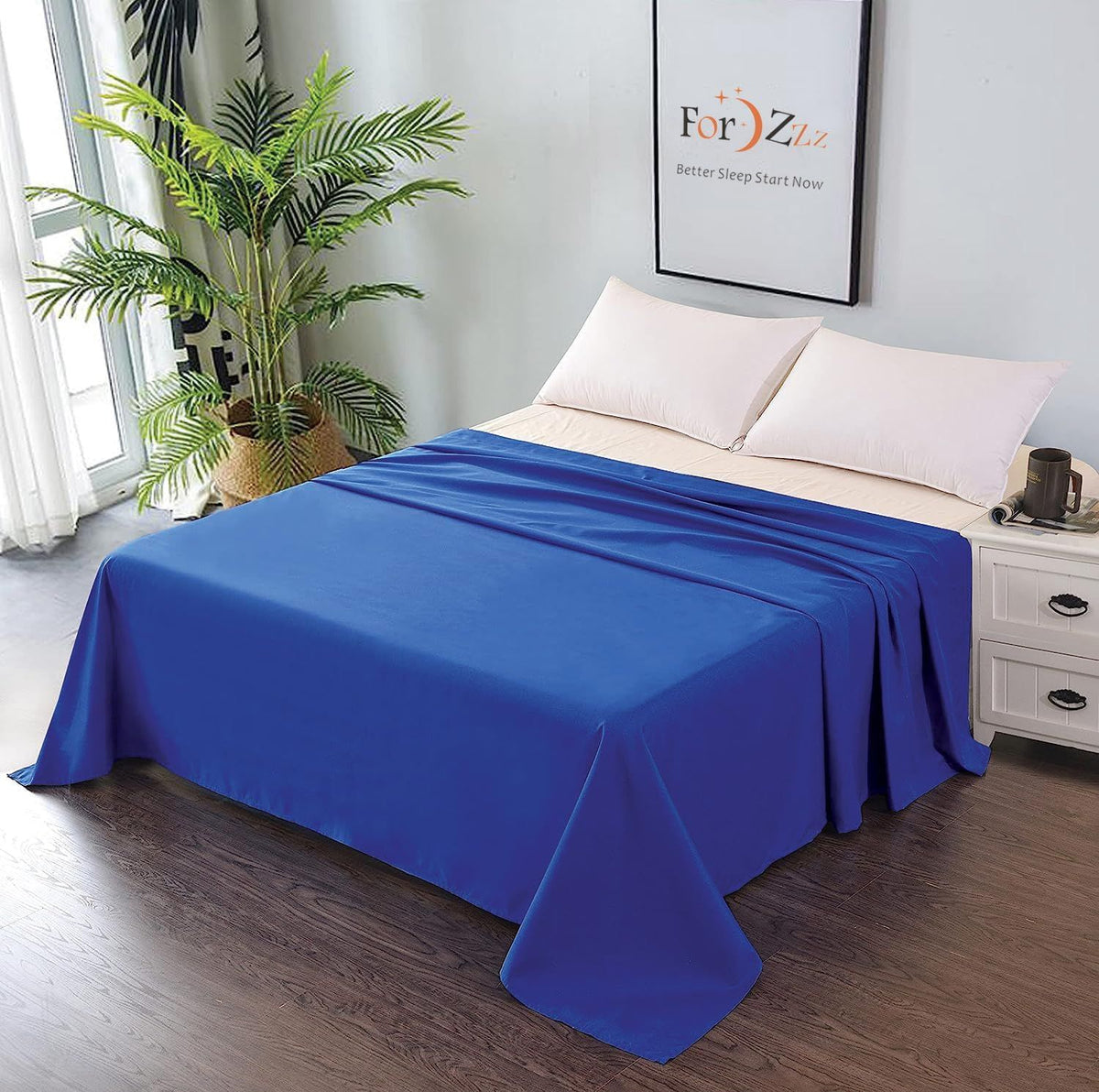 Elegant Comfort Premium Hotel Quality 1-Piece Single Flat Sheet, Luxury and Softest 2000 Thread Count Bedding Flat Sheet(Single,Royal blue)