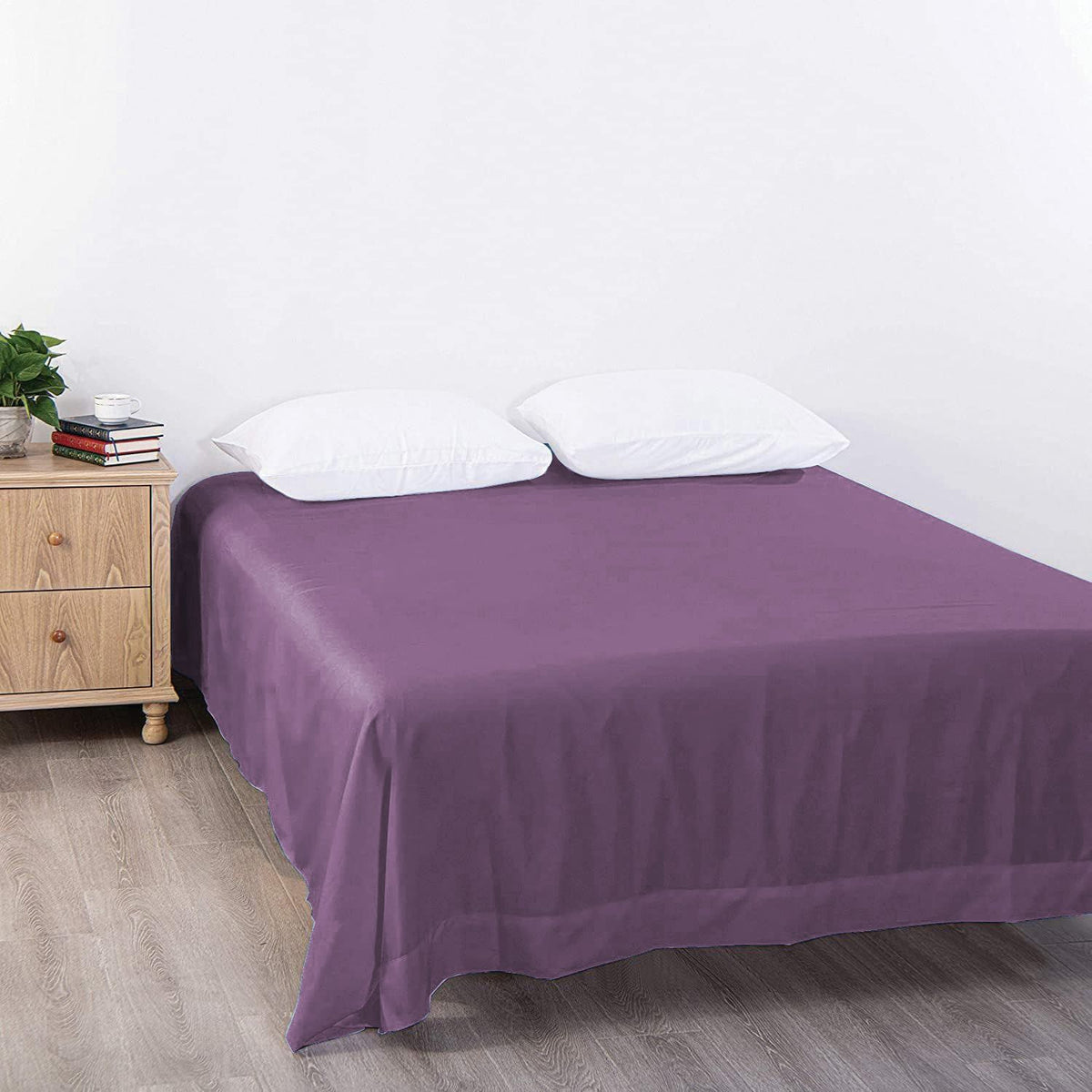 Elegant Comfort Premium Hotel Quality 1-Piece Single Flat Sheet, Luxury and Softest 2000 Thread Count Bedding Flat Sheet(Single,Purple)