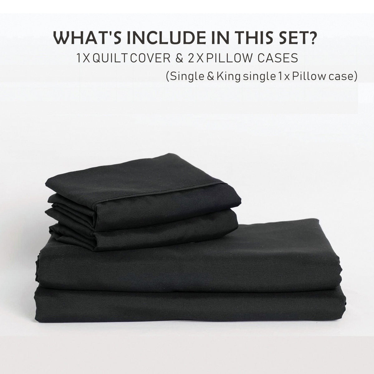 3 Piece Hotel Soft Microfiber Quilt Cover Set-2000TC Duvet/Donna Cover Set & Pillowcases -1 Quilt Cover Zipper Closure & 1 x Pillowcases-Breathable Bedding - Wrinkle, Fade, Stain Resistant(Black,Super King)