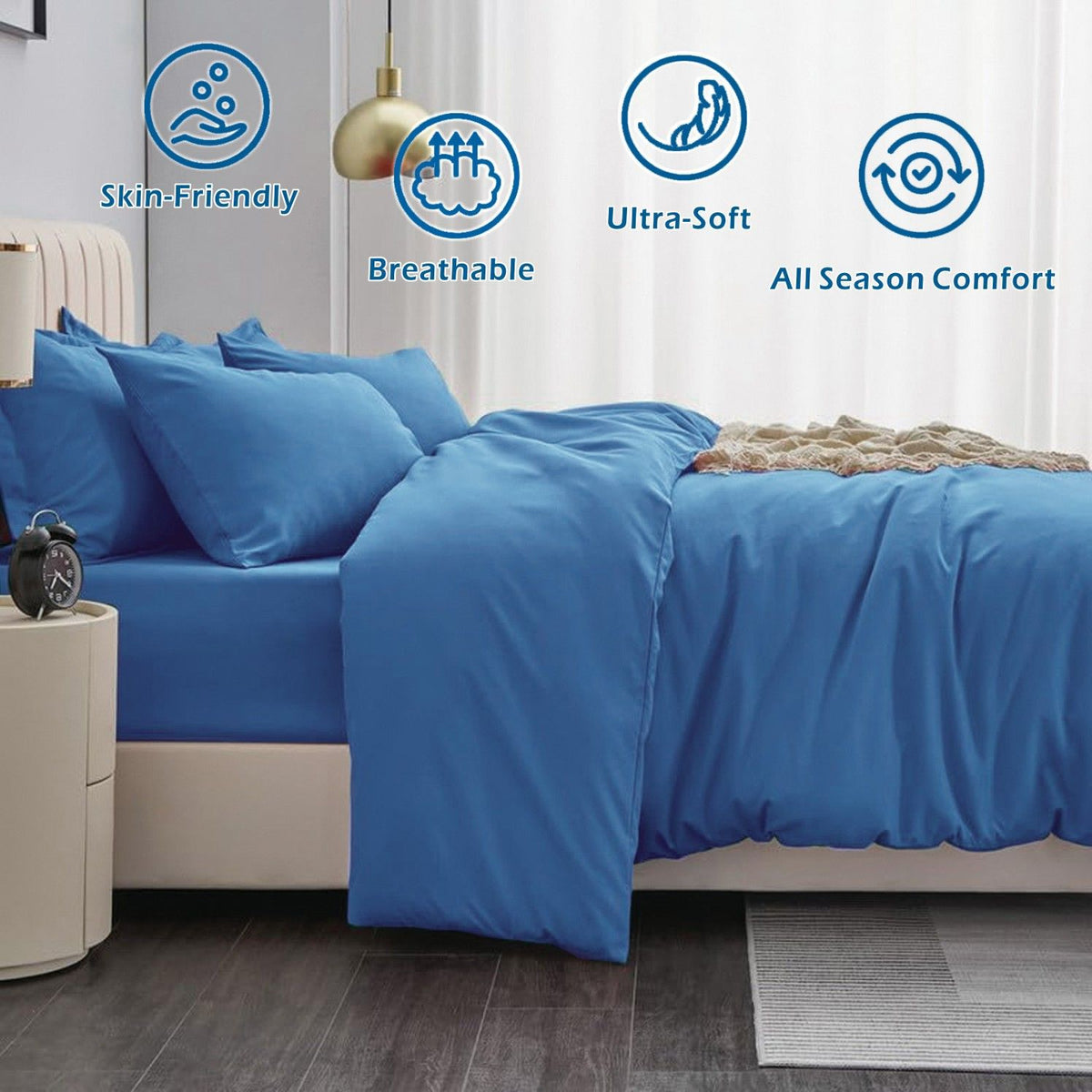 3 Piece Hotel Soft Microfiber Quilt Cover Set-2000TC Duvet/Donna Cover Set & Pillowcases -1 Quilt Cover Zipper Closure & 1 x Pillowcases-Breathable Bedding - Wrinkle, Fade, Stain Resistant(Ocean,Super King)