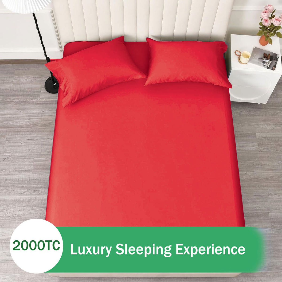 3 Piece Fitted Sheet Set- Fitted Sheet & Pillowcases -Breathable Bedding - Wrinkle, Fade, Stain Resistant- 40cm Deep Pocket Fitted Bed Sheet Set(Red,Super King)