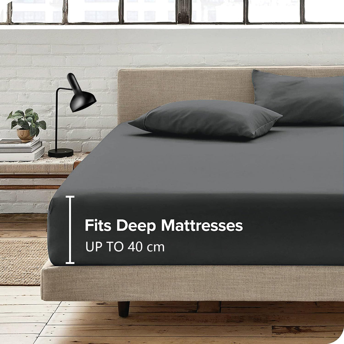 3 Piece Fitted Sheet Set- Fitted Sheet & Pillowcases -Breathable Bedding - Wrinkle, Fade, Stain Resistant- 40cm Deep Pocket Fitted Bed Sheet Set(Dark gray,Super King)