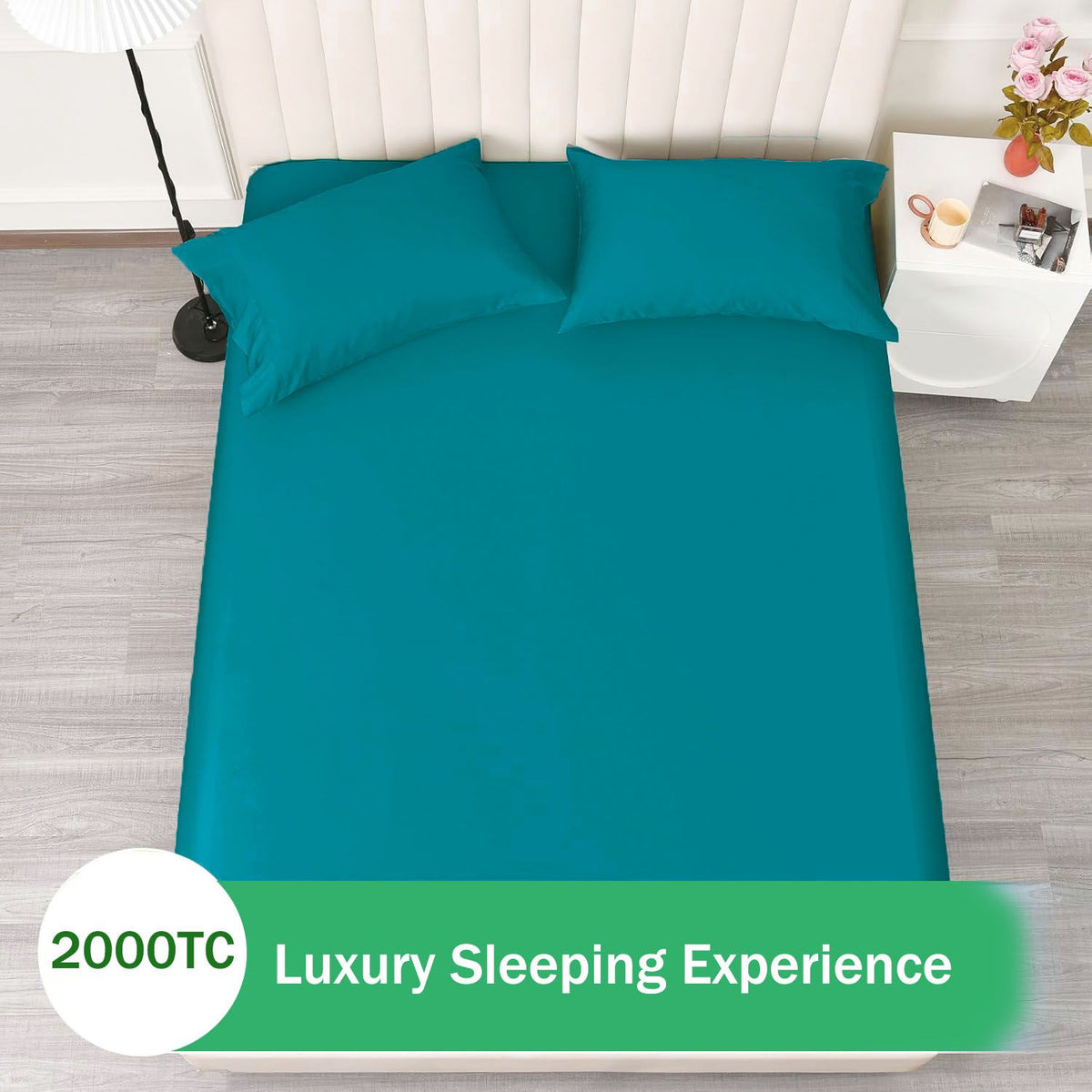 3 Piece Fitted Sheet Set- Fitted Sheet & Pillowcases -Breathable Bedding - Wrinkle, Fade, Stain Resistant- 40cm Deep Pocket Fitted Bed Sheet Set(Biscay blue,Super King)