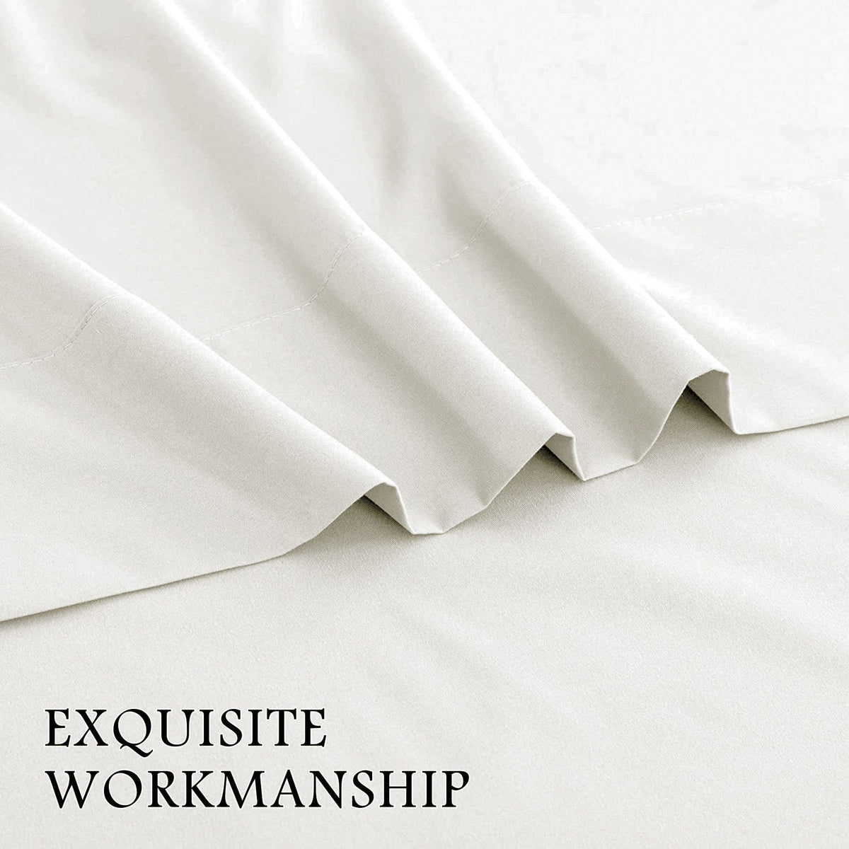 4 Piece Bed Sheet Set- Bedding Sheets & Pillowcases -Breathable Bedding - Wrinkle, Fade, Stain Resistant-Deep Pocket Flat Fitted Bed Sheet Set(Raw white,Super King)