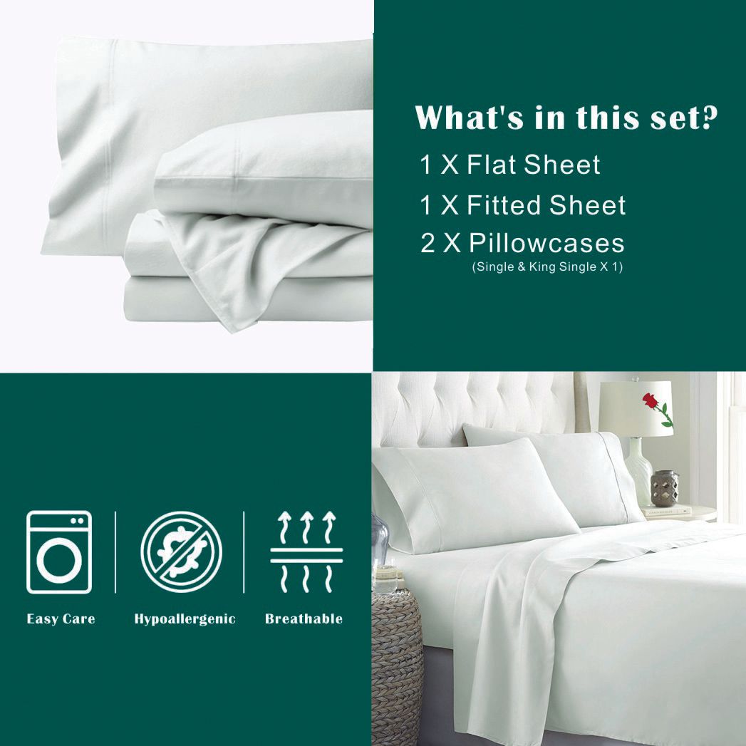 4 Piece Bed Sheet Set- Bedding Sheets & Pillowcases -Breathable Bedding - Wrinkle, Fade, Stain Resistant-Deep Pocket Flat Fitted Bed Sheet Set(Raw white,Super King)