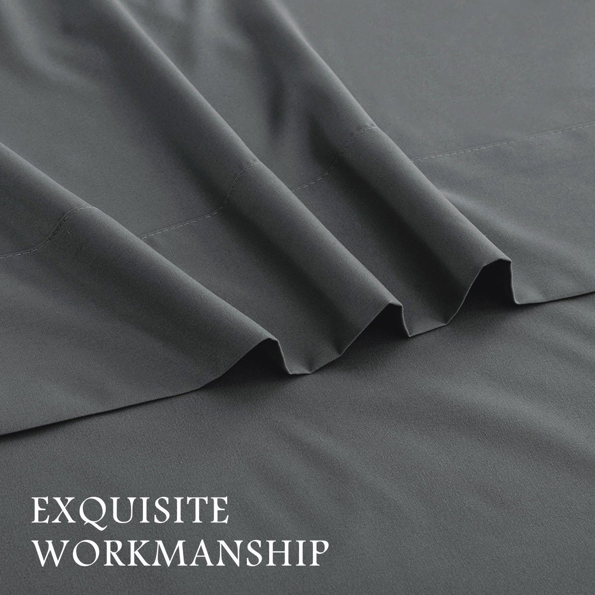 4 Piece Bed Sheet Set- Bedding Sheets & Pillowcases -Breathable Bedding - Wrinkle, Fade, Stain Resistant-Deep Pocket Flat Fitted Bed Sheet Set(Dark gray,Super King)