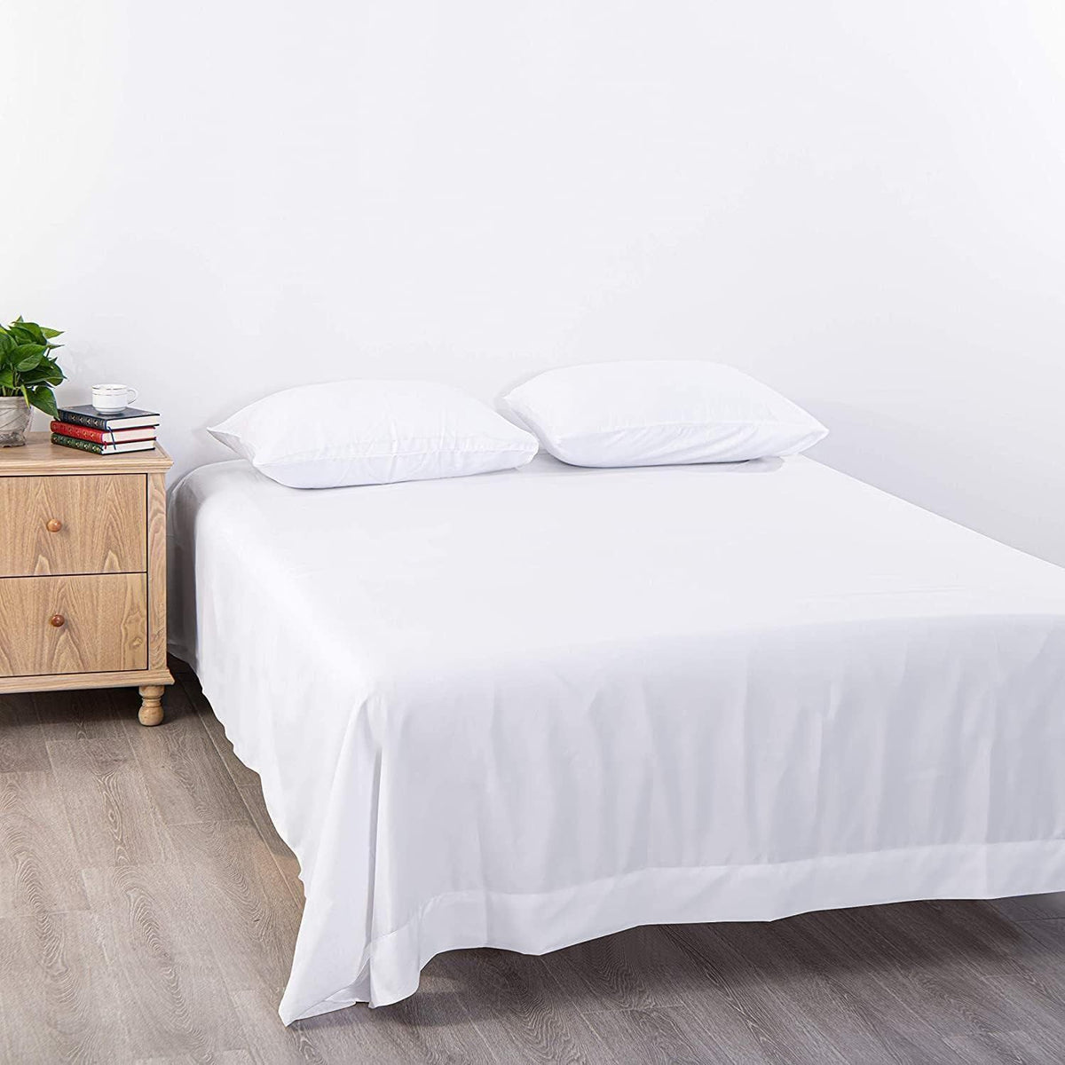 Elegant Comfort Premium Hotel Quality 1-Piece Super King Flat Sheet, Luxury and Softest 2000 Thread Count Bedding Flat Sheet(Super King,White)