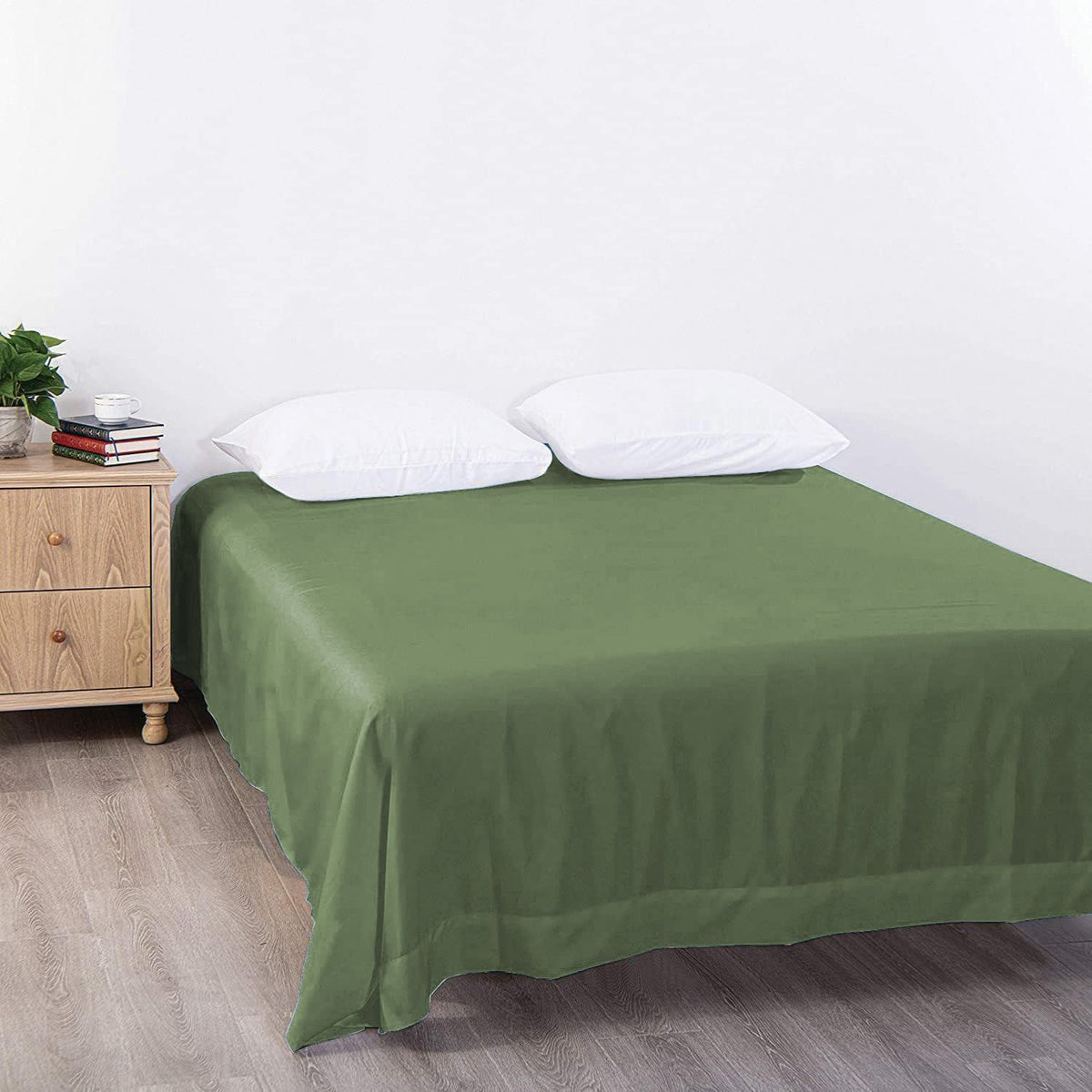 Elegant Comfort Premium Hotel Quality 1-Piece Super King Flat Sheet, Luxury and Softest 2000 Thread Count Bedding Flat Sheet(Super King,Olive green)