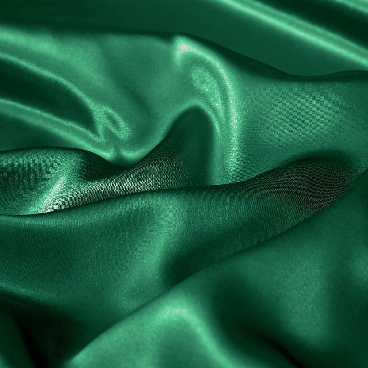 Satin Quilt cover Set Hotel 3 Pieces Quilt cover with Pillowcase, Art Silk Bedding Set-Luxury Soft Silky pillowcase for Hair and Skin, Similar to Silk Duvet/Donna Cover Set- 3 Pieces(Double,Green)