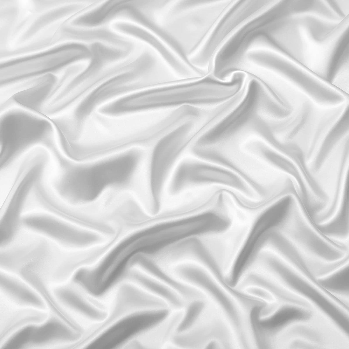 Satin Fitted Sheet Set Hotel 3 Pieces Fitted Sheet with Pillowcase, Art Silk Bedding Set-Luxury Soft Silky Sheets for Hair and Skin, Similar to Silk Fitted Sheets Set 3 Pieces(Double,White)