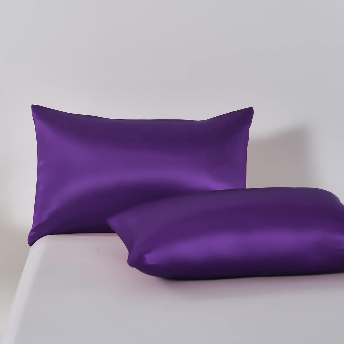 Satin Quilt cover Set Hotel 3 Pieces Quilt cover with Pillowcase, Art Silk Bedding Set-Luxury Soft Silky pillowcase for Hair and Skin, Similar to Silk Duvet/Donna Cover Set- 3 Pieces(King,Purple)