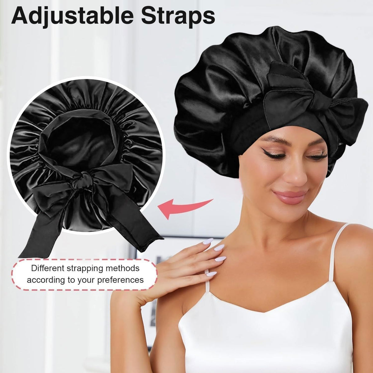 Silk Bonnet for Sleeping and Hooded Hair Dryer Attachment Set, Elastic Tie Band Sleep Bonnet for Women Curly Hair, Fast Drying Hair Dryer Diffuser Cap for Hair Care, Styling