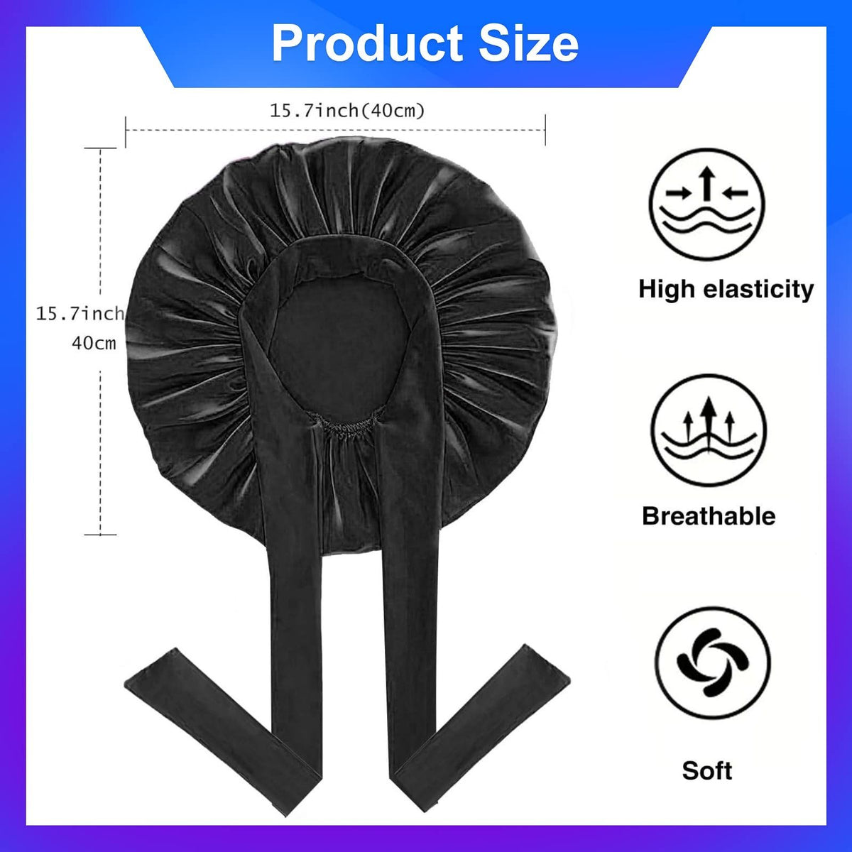 Silk Bonnet for Sleeping and Hooded Hair Dryer Attachment Set, Elastic Tie Band Sleep Bonnet for Women Curly Hair, Fast Drying Hair Dryer Diffuser Cap for Hair Care, Styling