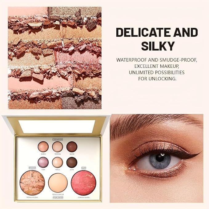 3pcs Baking Makeup Palette - Includes Brush, Facial Powder, Powder Blusher Eye
