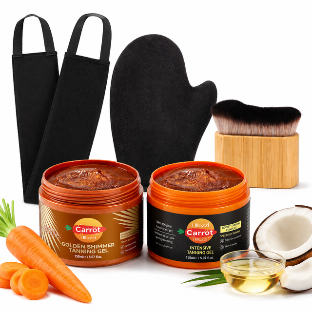 2 Pcs Tanning Gel with Gold Shimmer & 3 Pcs Self Tanning Mitt Set | 2 Pcs Tanning Gel, 3 Pcs Tanning Mitts, Gold Shimmer Formula, 5 Piece Set