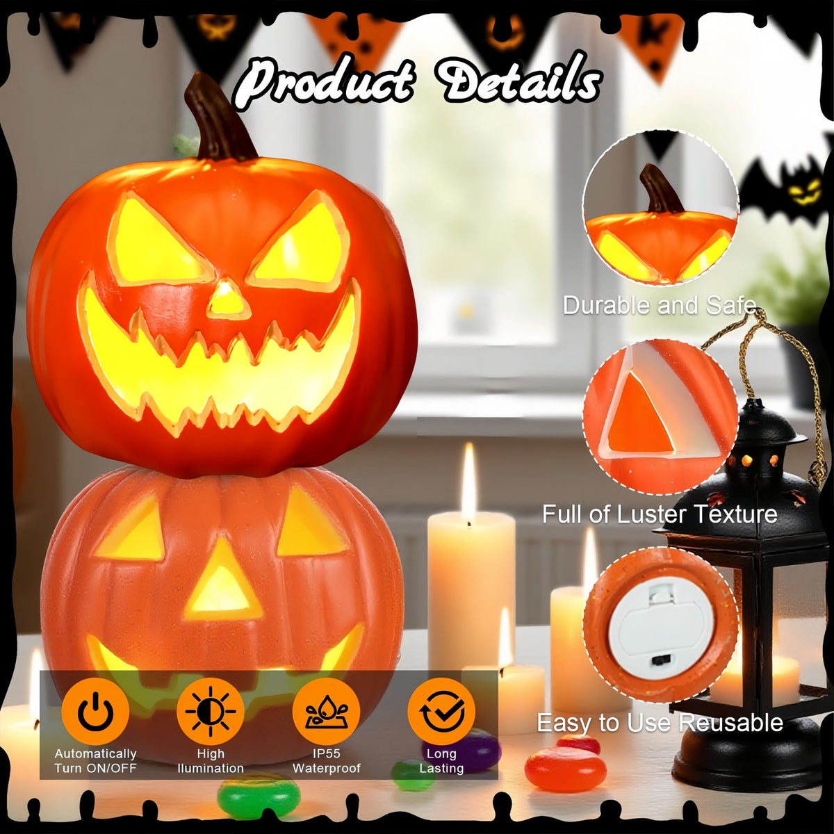 Halloween Decoration Set 每 Light - Up Pumpkin Lamp, 128 Pcs Halloween Party