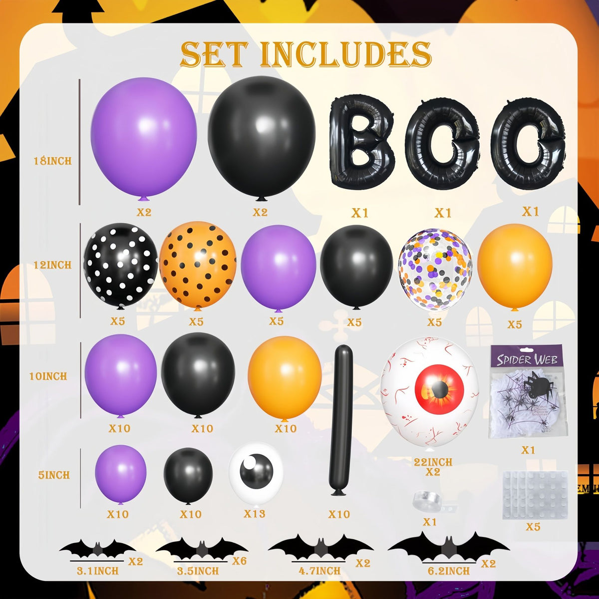Halloween Decoration Set 每 Light - Up Pumpkin Lamp, 128 Pcs Halloween Party