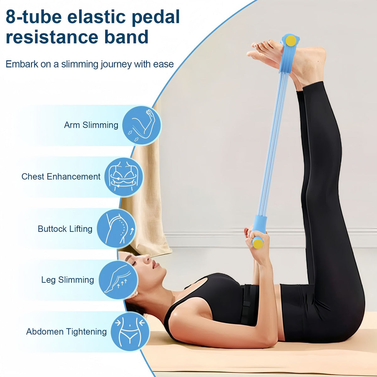 Workout Set – Breathing Trainer,6 Tube Resistance Bands& 8-Tube Elastic Pedal Puller Resistance Band for Men Women Full Body Workouts,Yoga,Pilates,Strength Training