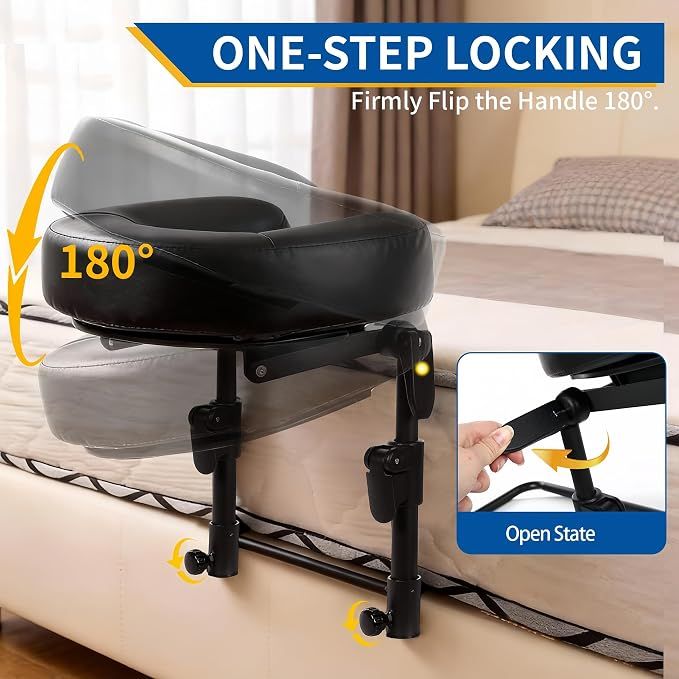 Head Rest for Mattress Home Massage Kit with Storage Bag Adjustable Height Face Down Pillow Multi Function Comfortable for Home Massage, Beauty Bed & Post-Surgery Recovery (Black)