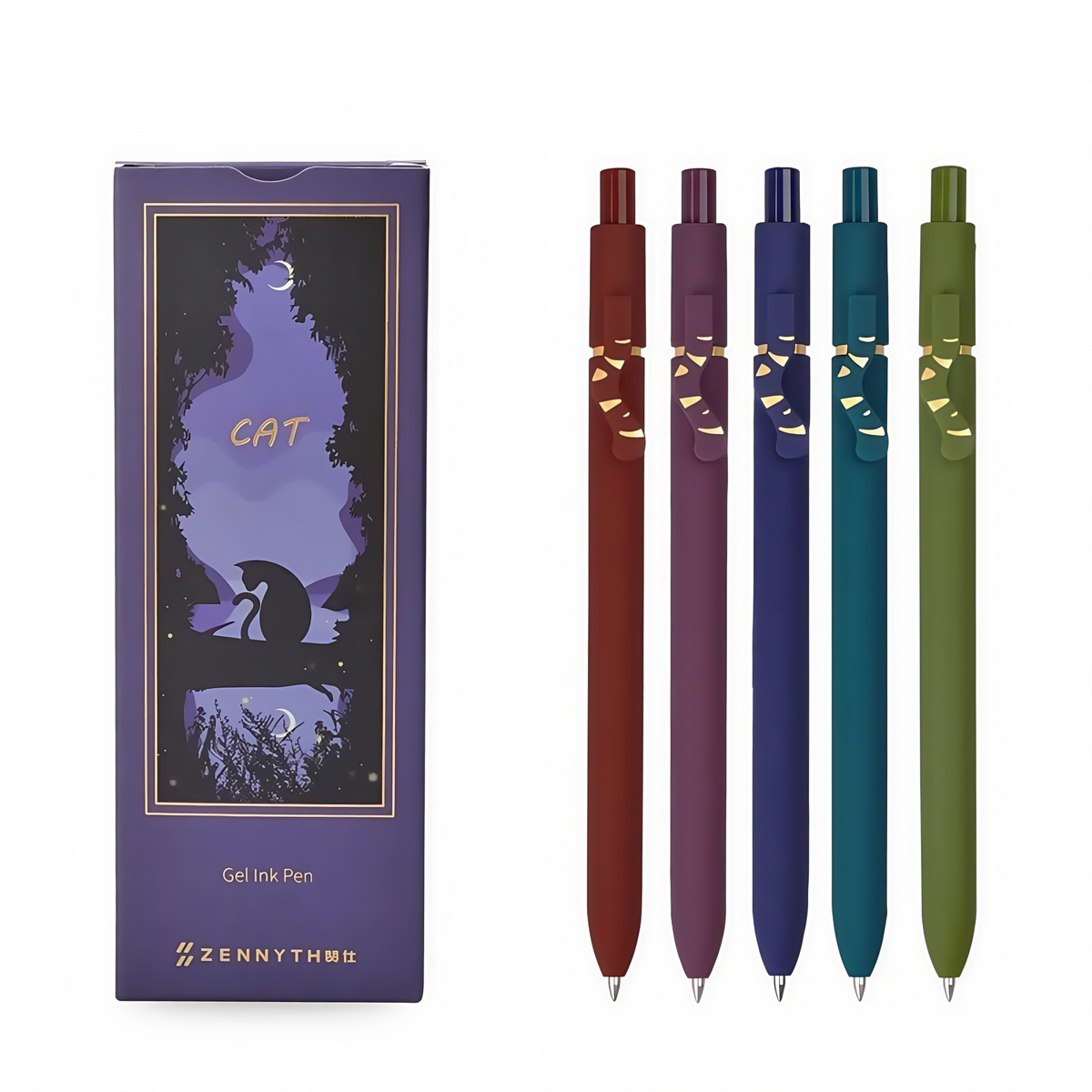 5 Pcs Retractable Gel Pens,0.5mm Ballpoint Black Ink Pens with Cute Cat Tail,Japanese Smooth Writing Fine for Cat Lovers School Office