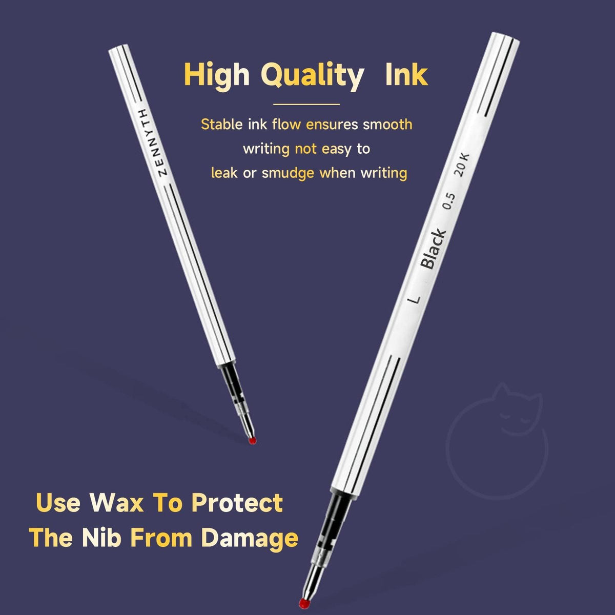 5 Pcs Retractable Gel Pens,0.5mm Ballpoint Black Ink Pens with Cute Cat Tail,Japanese Smooth Writing Fine for Cat Lovers School Office