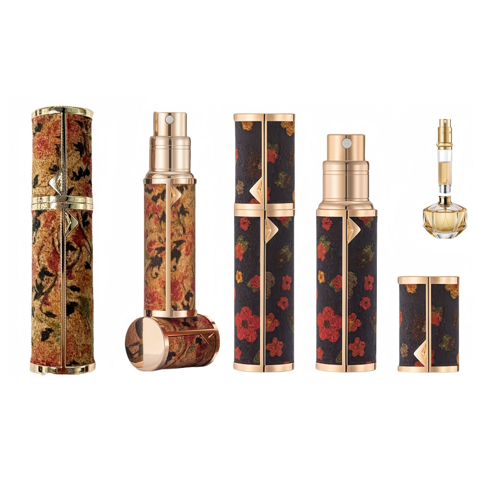 5ML Travel Perfume Atomizer, Refillable Perfume Bottle with Retro Pattern, Leakproof Portable Small Spray Bottle for Women & Men, Elegant Mini Fragrance Accessory