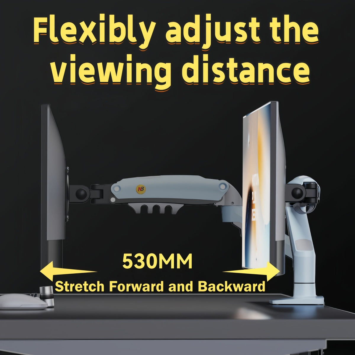 Single Monitor Arm for 17 - 30 Inch Screens, Height Adjustable Desk Mount