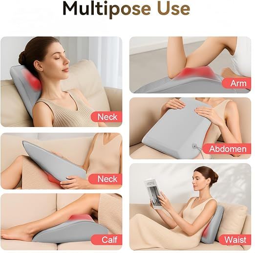 Shiatsu Neck Massager with Heat and Remote,3D Kneading Back Massager, Massage Pillow for Back,Shoulder, Leg for Pain Relief, Gifts for Men Women Mom Dad, at Home Office and Car(Gray)